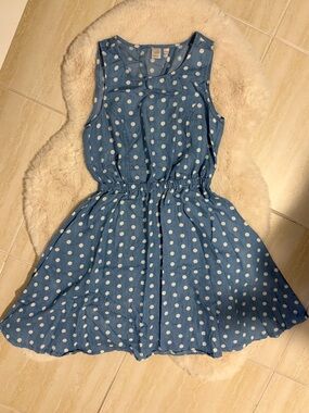 Simons Blue Polka Dot Sleeveless Dress - XS